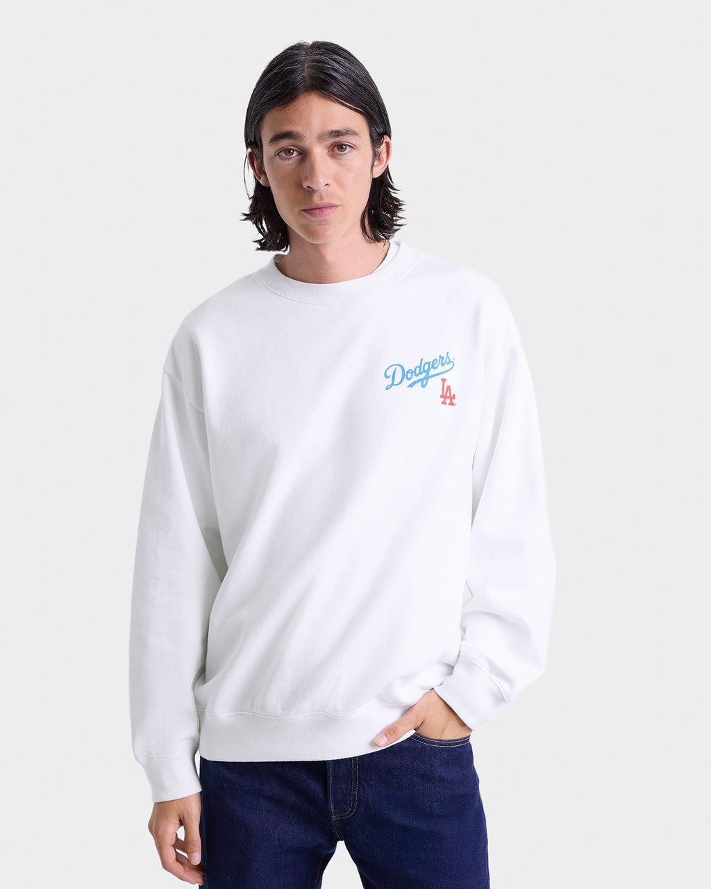 Dodgers Serif Crewneck - White/Team Blue