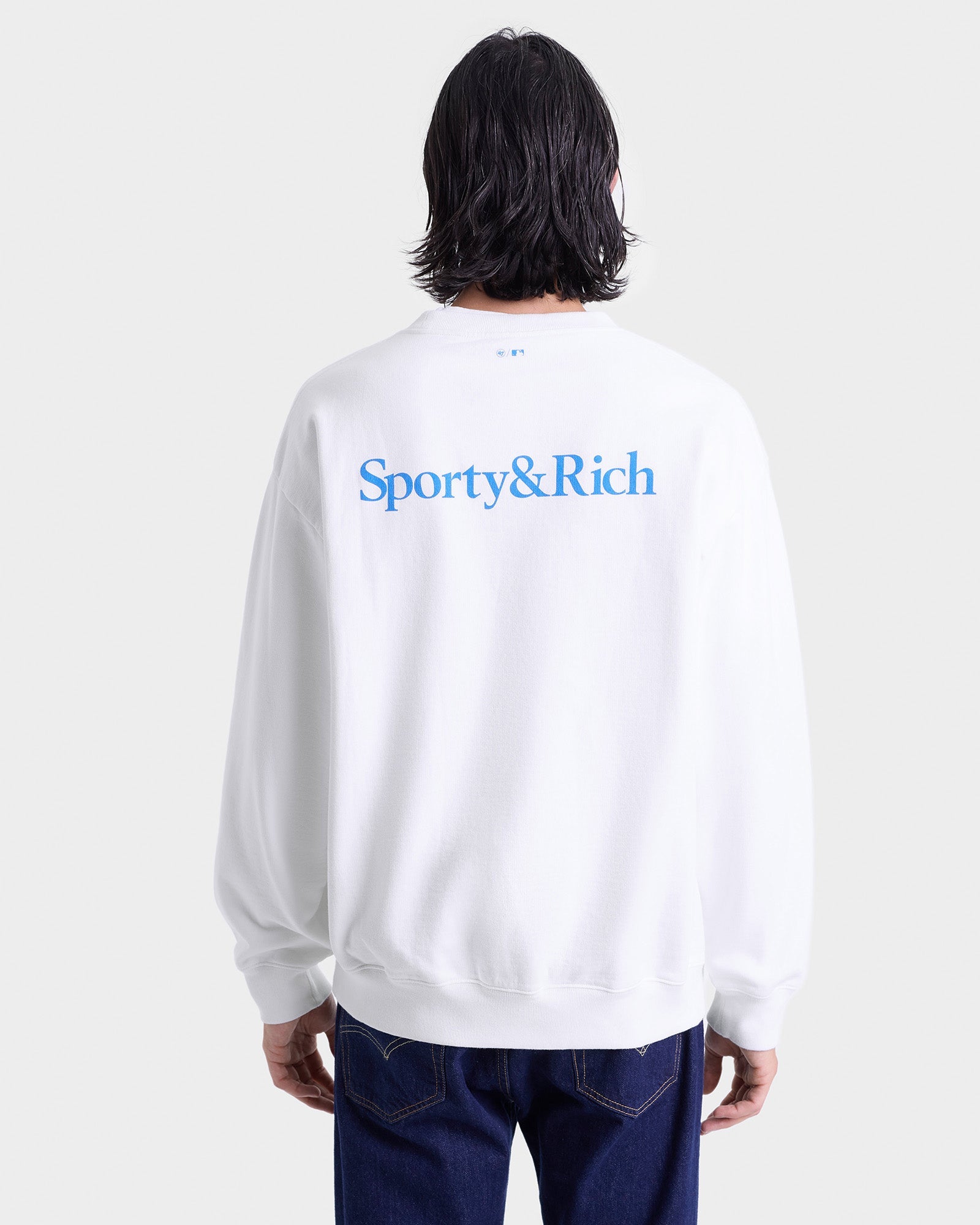 Dodgers Serif Crewneck - White/Team Blue