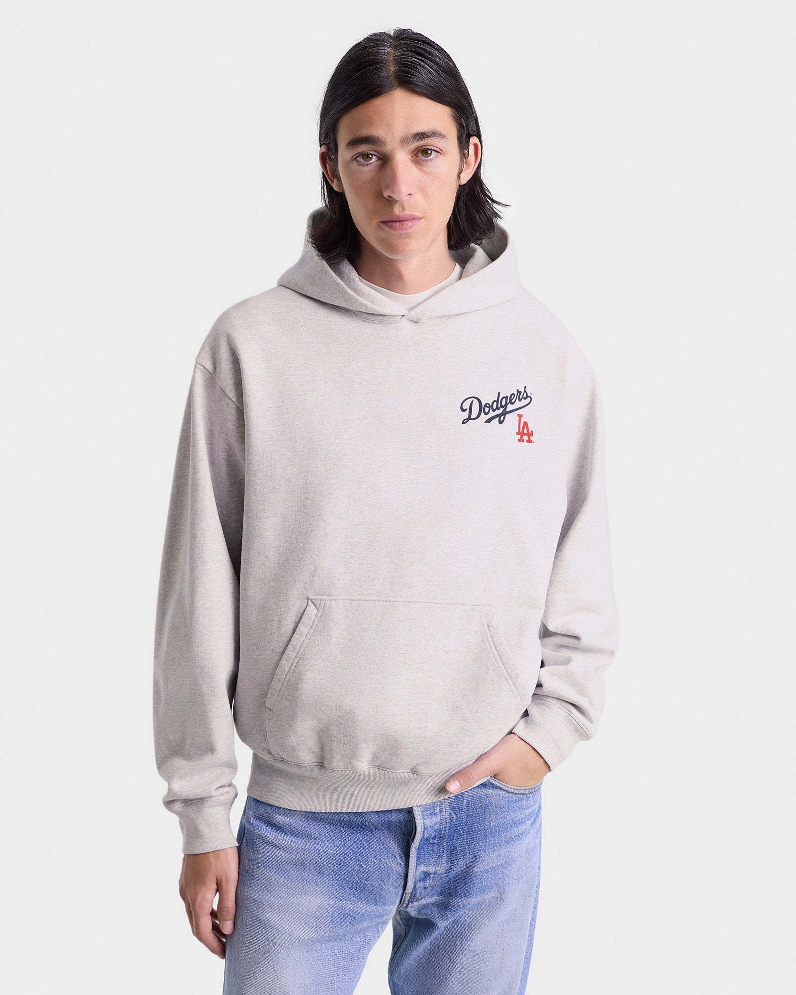 Dodgers Serif Hoodie - Heather Gray/Navy
