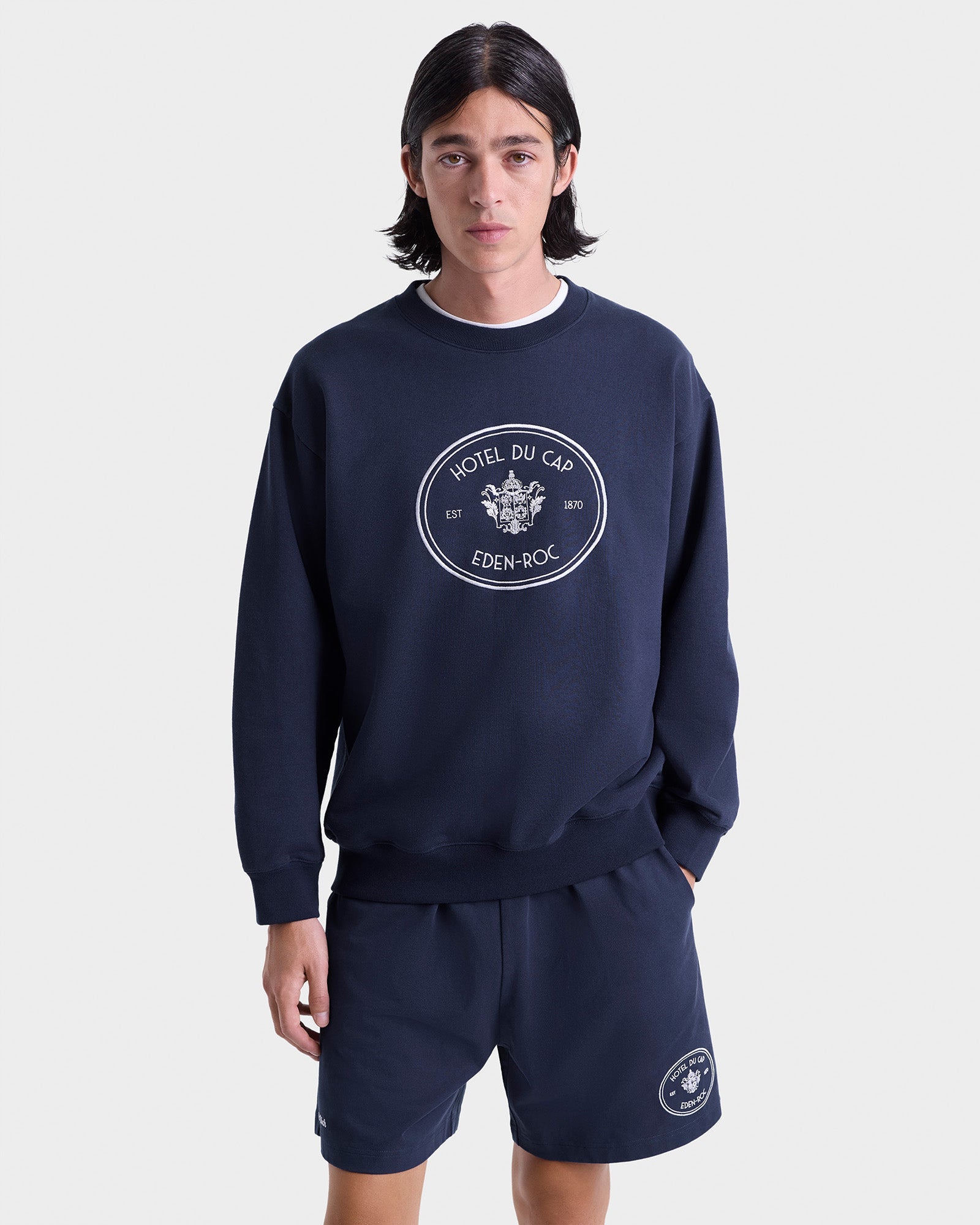 Eden Crest Crewneck - Navy/White