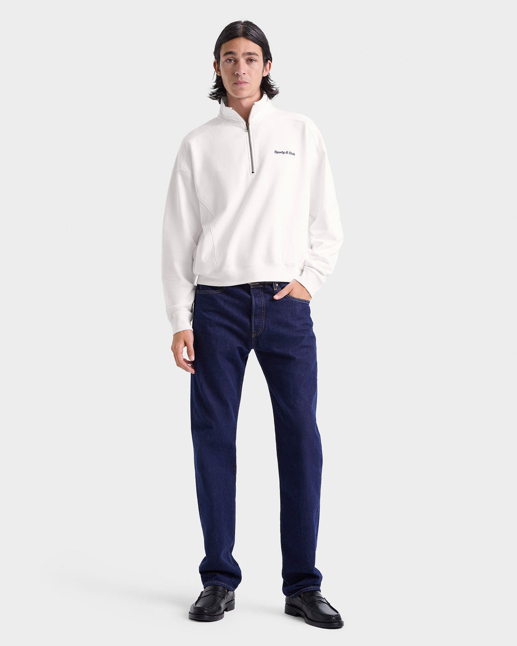 Eden Crest Quarter Zip - White/Navy
