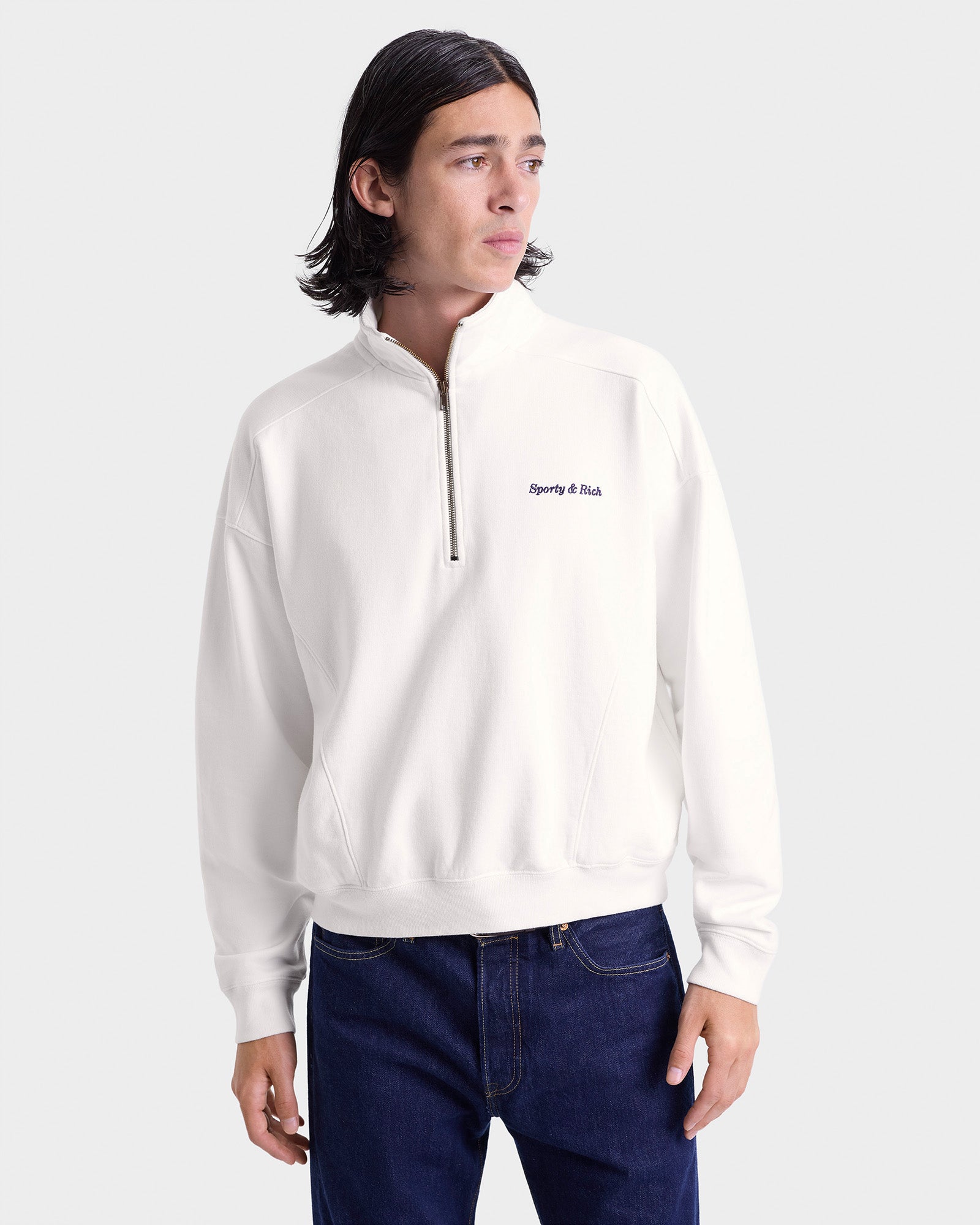 Eden Crest Quarter Zip - White/Navy