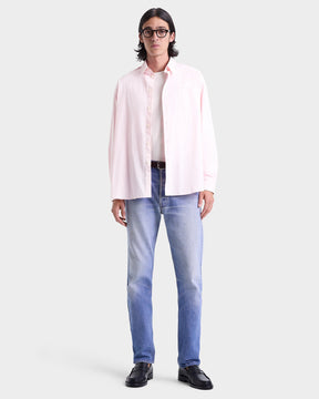 Eden Script Oversized Shirt - Pink/White Thin Stripe