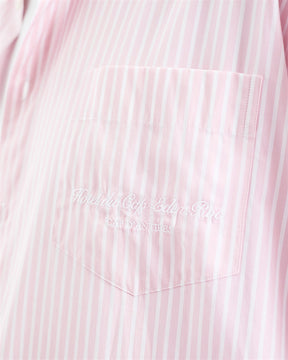 Eden Script Oversized Shirt - Pink/White Thin Stripe