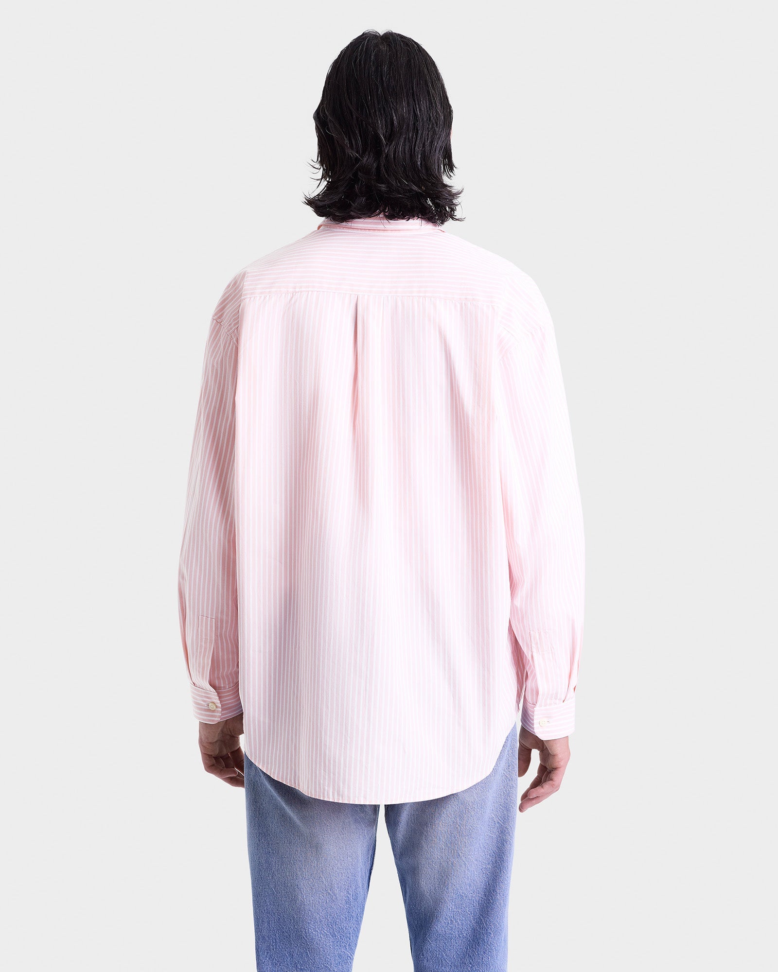 Eden Script Oversized Shirt - Pink/White Thin Stripe