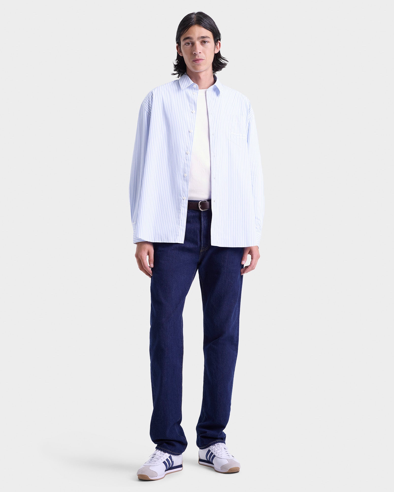 Eden Script Oversized Shirt - Blue/White Stripe