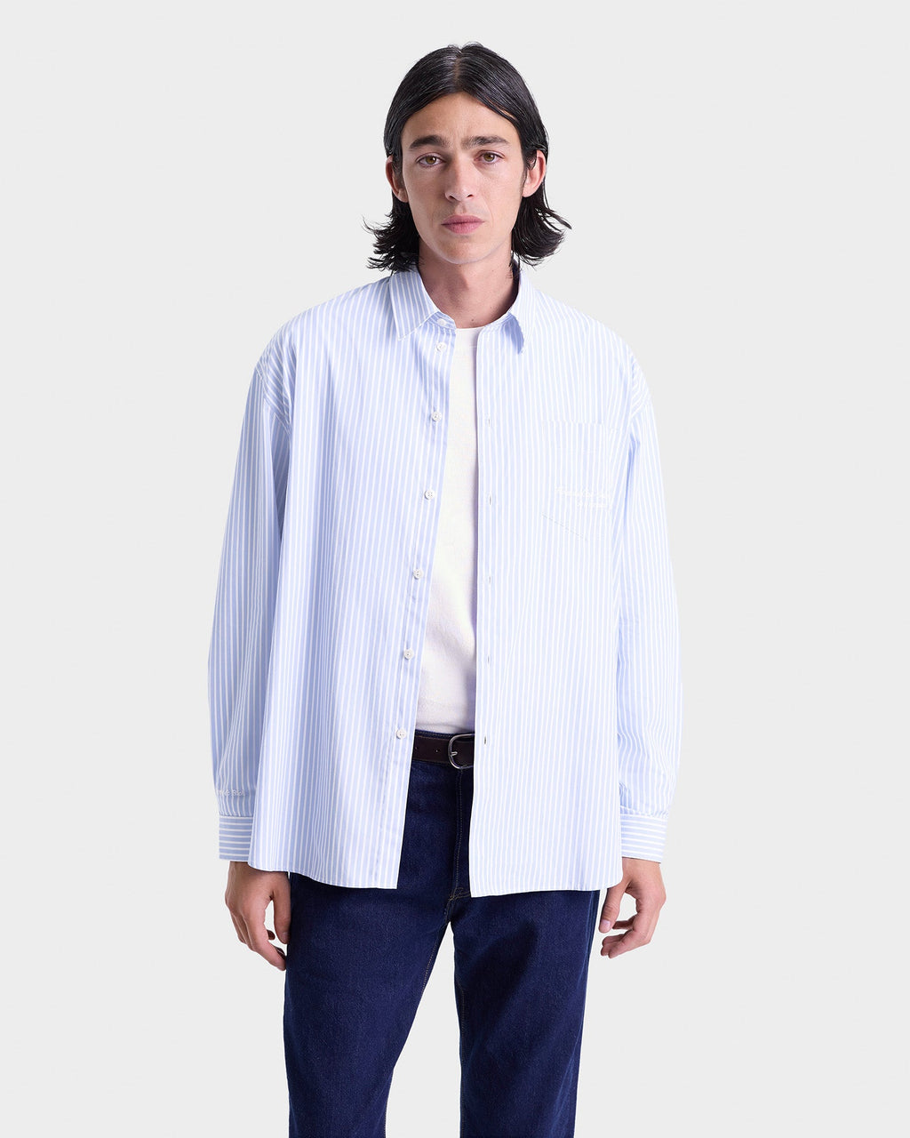 Eden Script Oversized Shirt - Blue/White Stripe