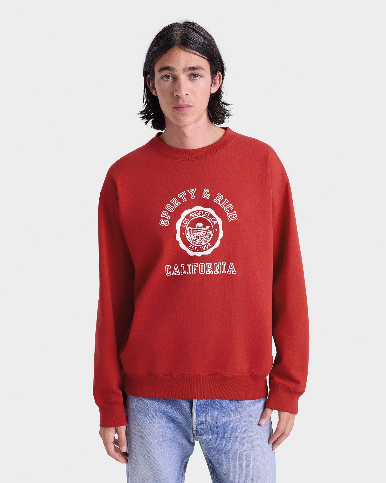 California Emblem Crewneck - Ruby/White