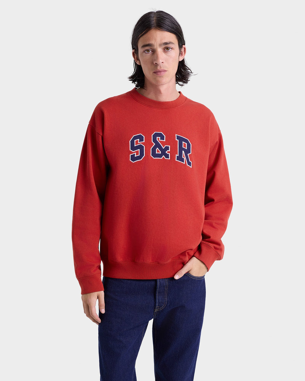 S&R Ivy Crewneck - Ruby/Navy