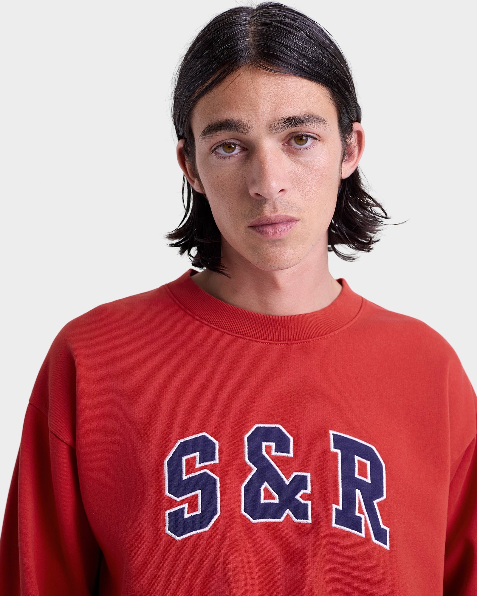 S&R Ivy Crewneck - Ruby/Navy