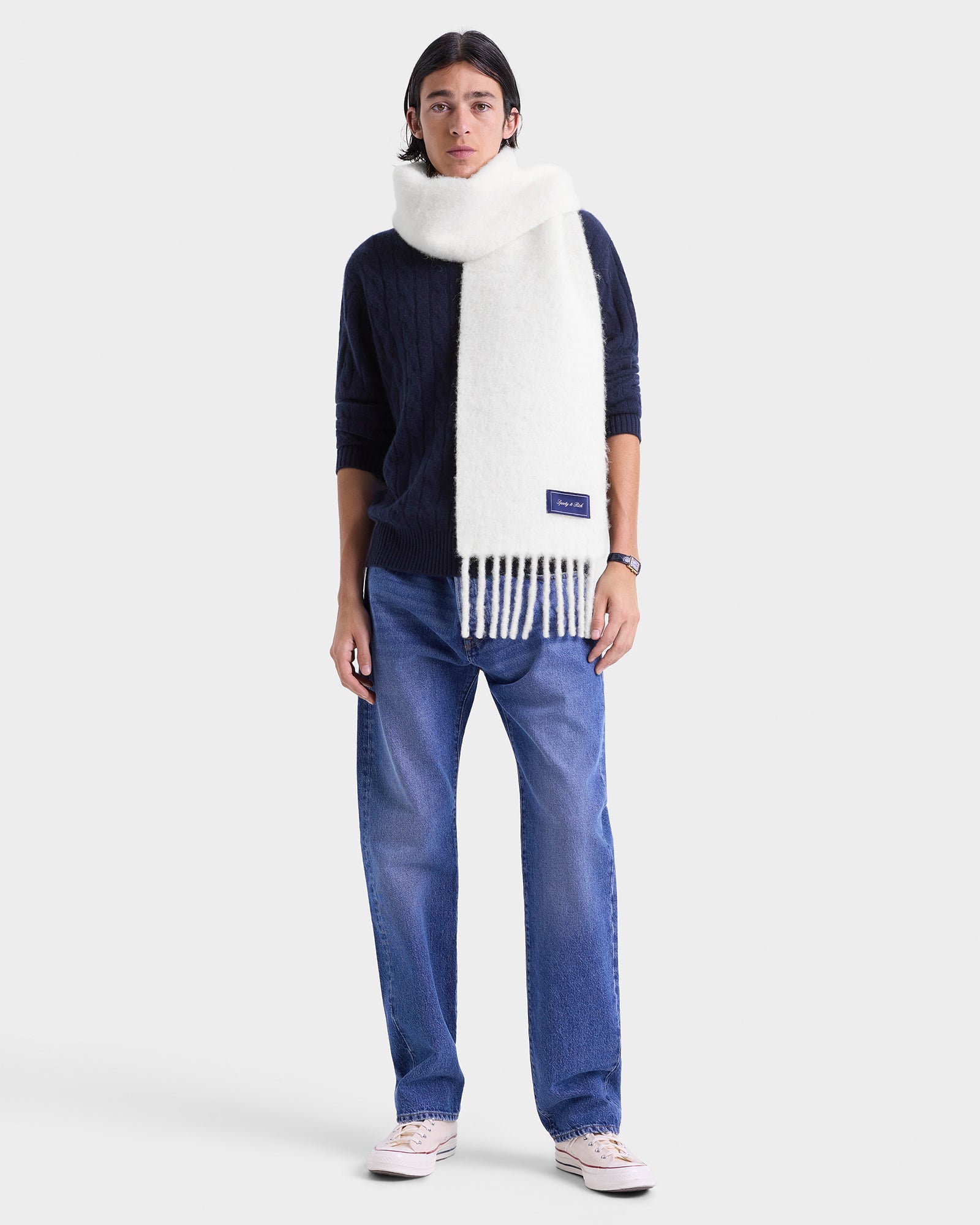 Signature Logo Fuzzy Scarf - Ecru