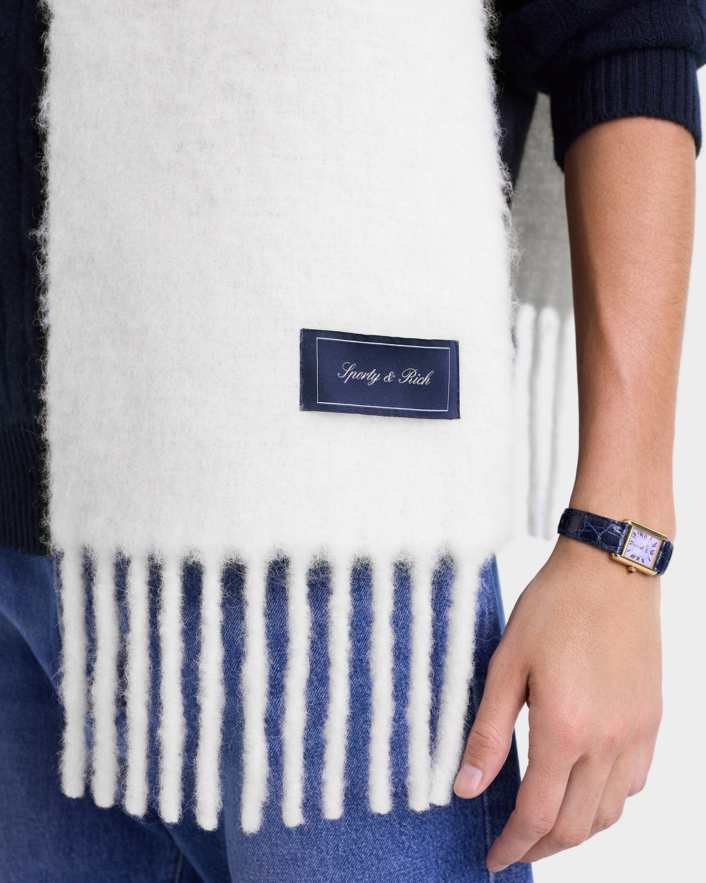 Signature Logo Fuzzy Scarf - Ecru