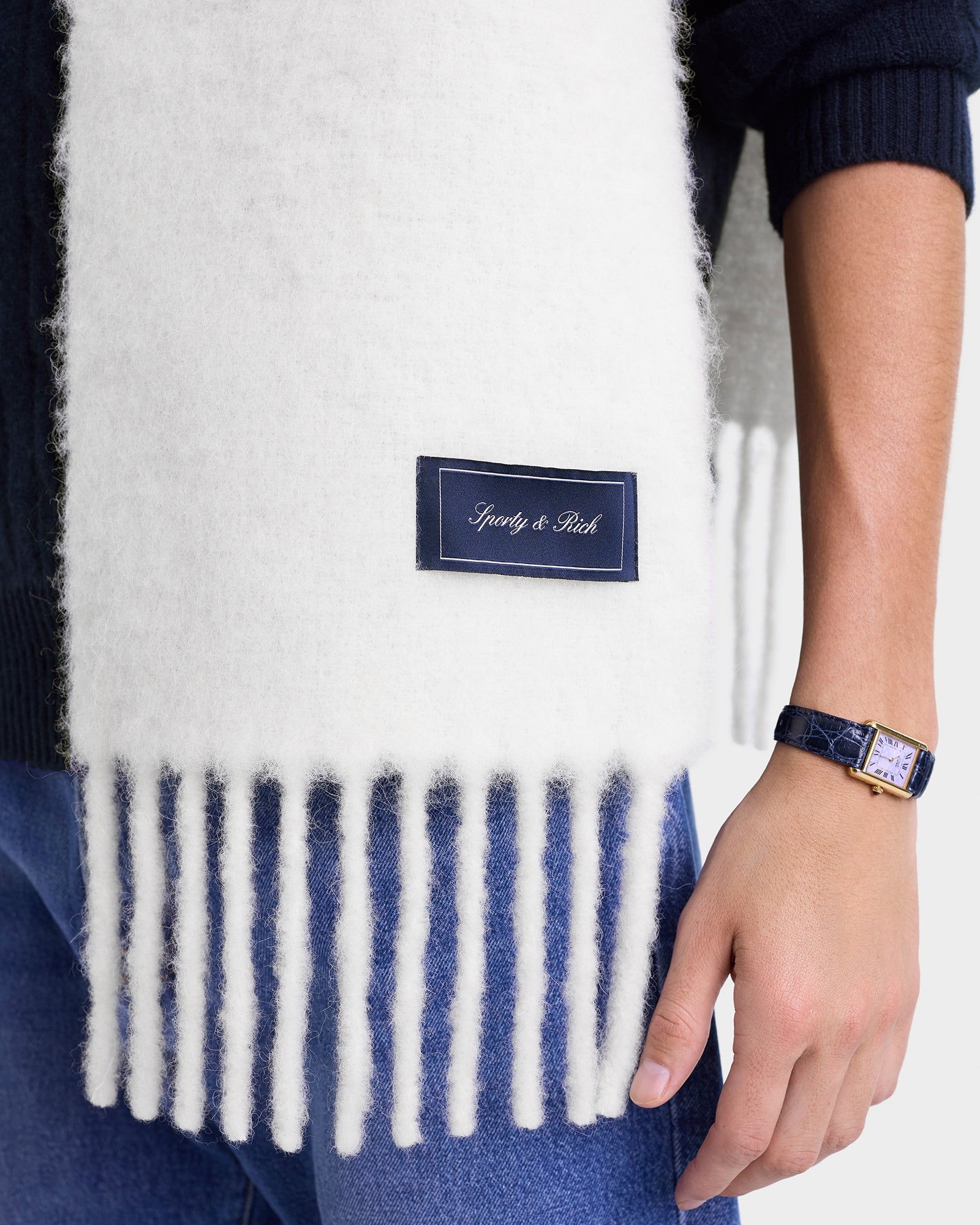 Signature Logo Fuzzy Scarf - Ecru