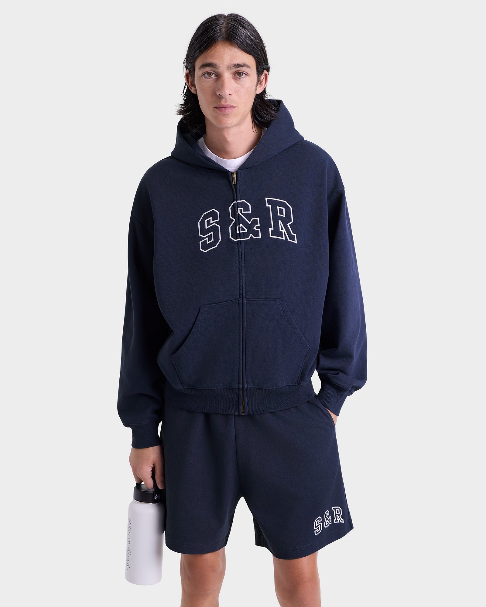 S&R Ivy Zip Hoodie - Navy/White