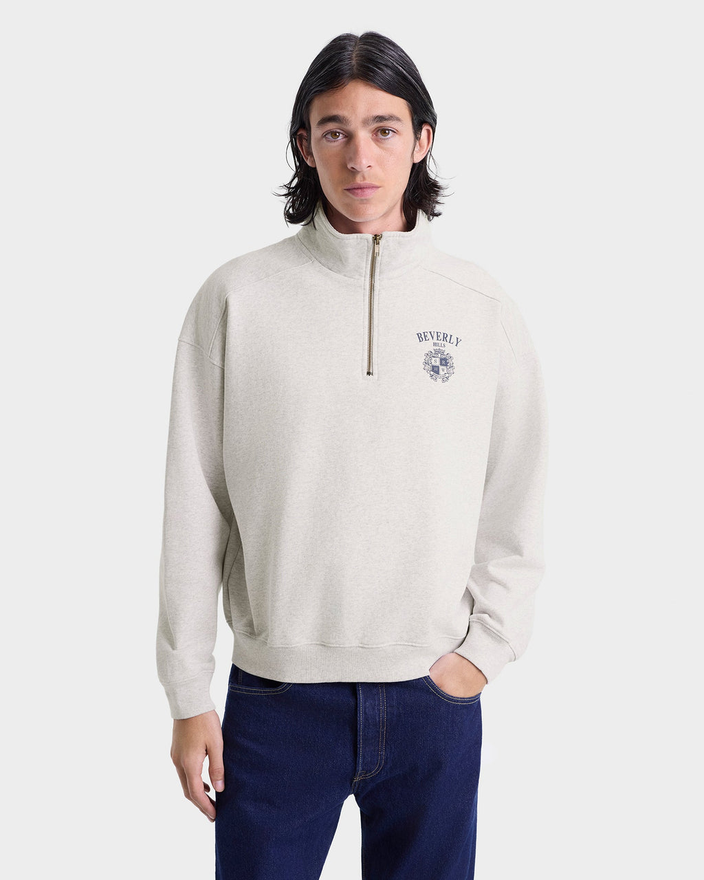 BH Crest Quarter Zip - Heather Gray/Navy