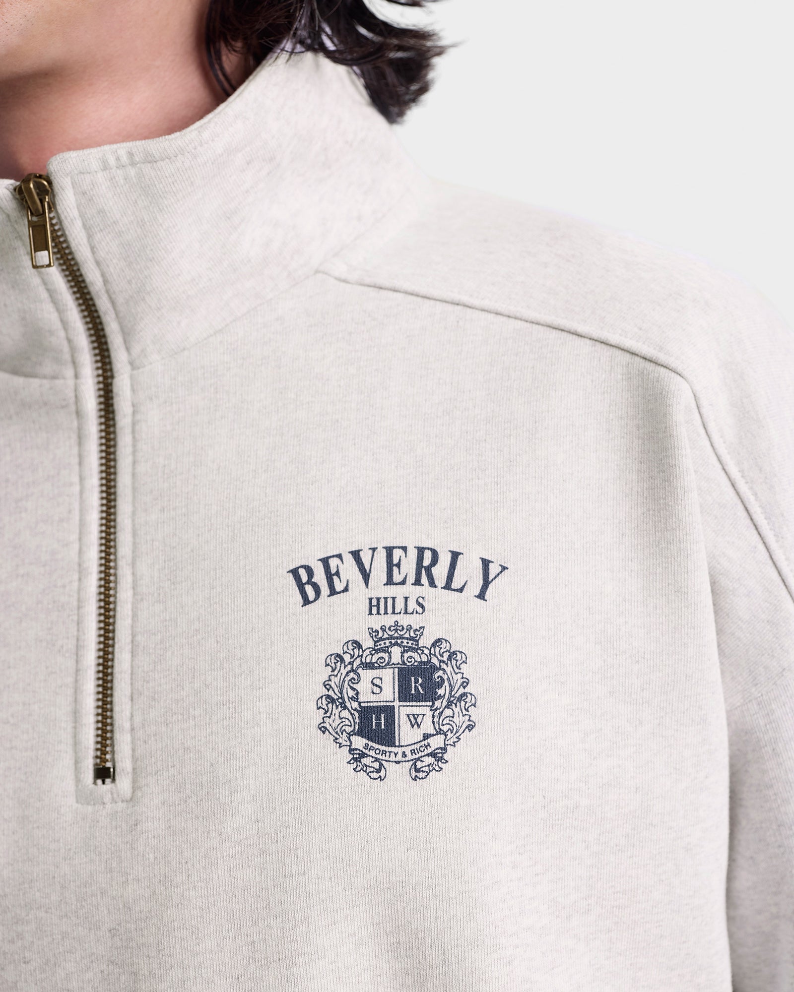BH Crest Quarter Zip - Heather Gray/Navy
