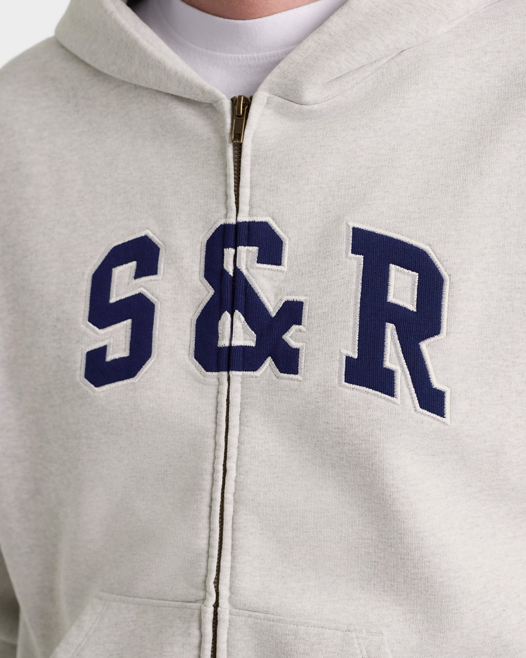 S&R Ivy Zip Hoodie - Heather Gray/Navy