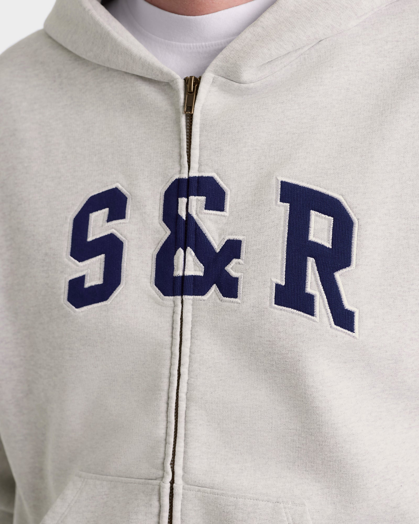 S&R Ivy Zip Hoodie - Heather Gray/Navy