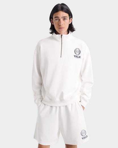 Yale Crest Quarter Zip - White/Navy
