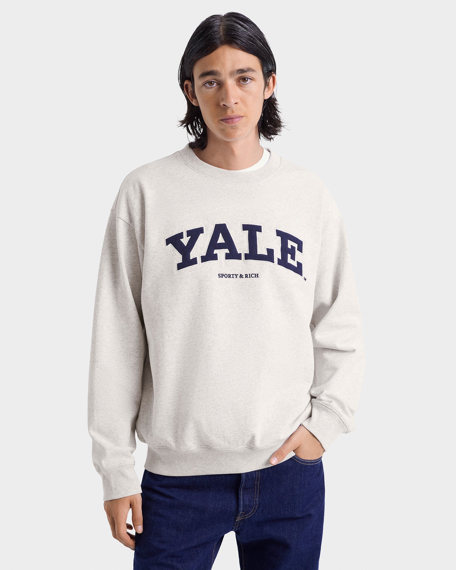 Yale Ivy Crewneck - Heather Gray/Navy