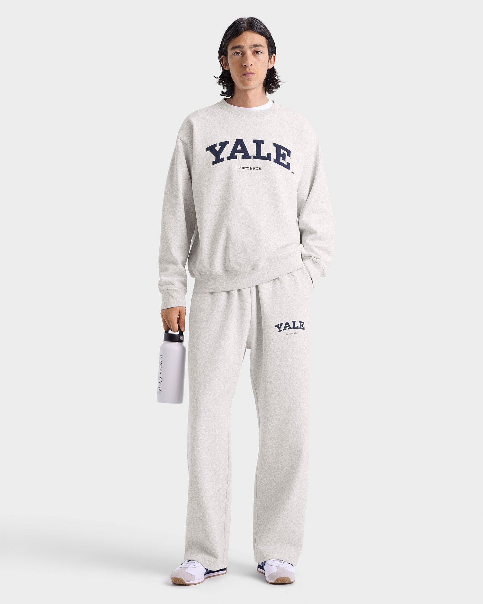 Yale Classic Wide Sweatpant - Heather Gray/Navy