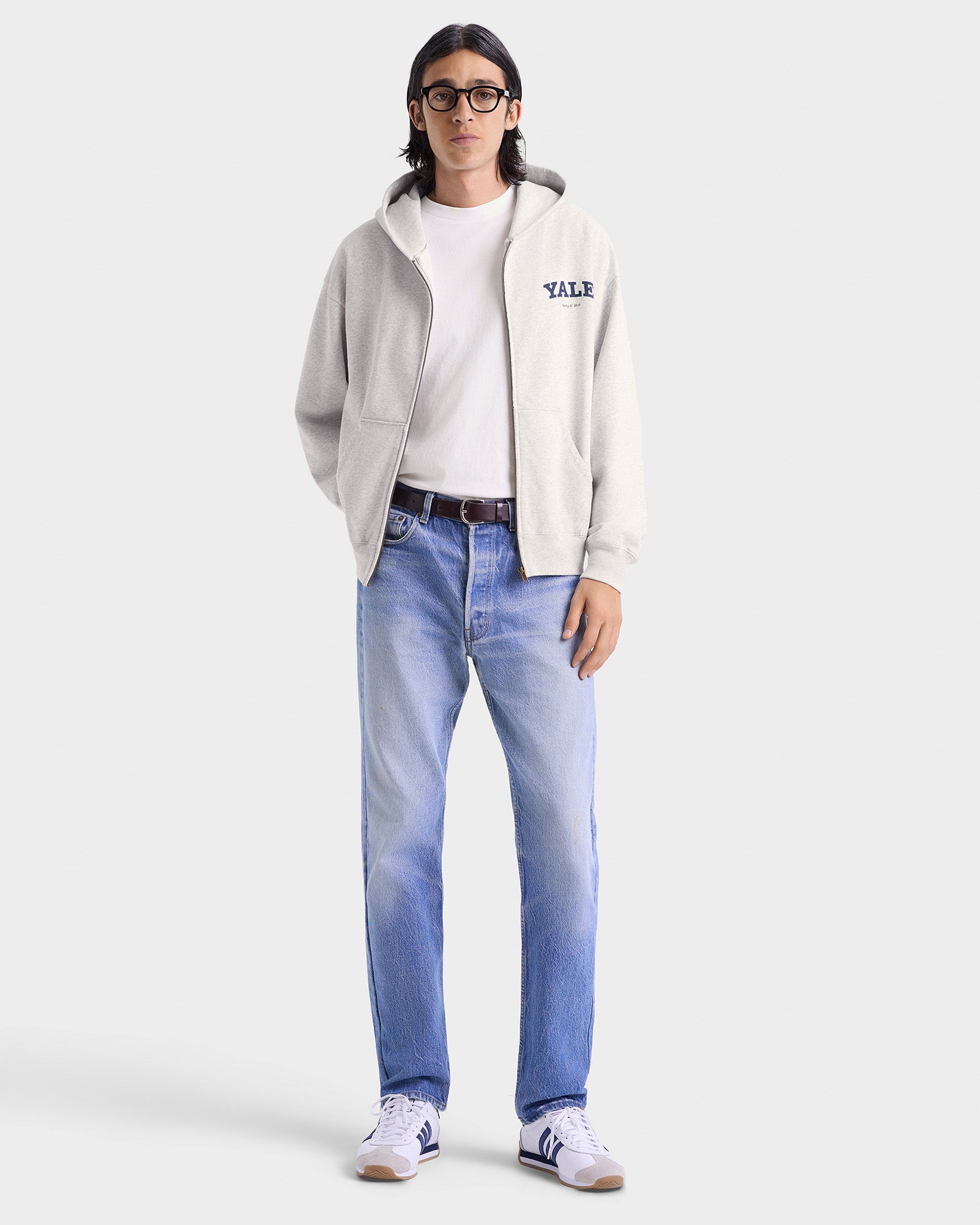 Yale Classic Zip Hoodie - Heather Gray/Navy