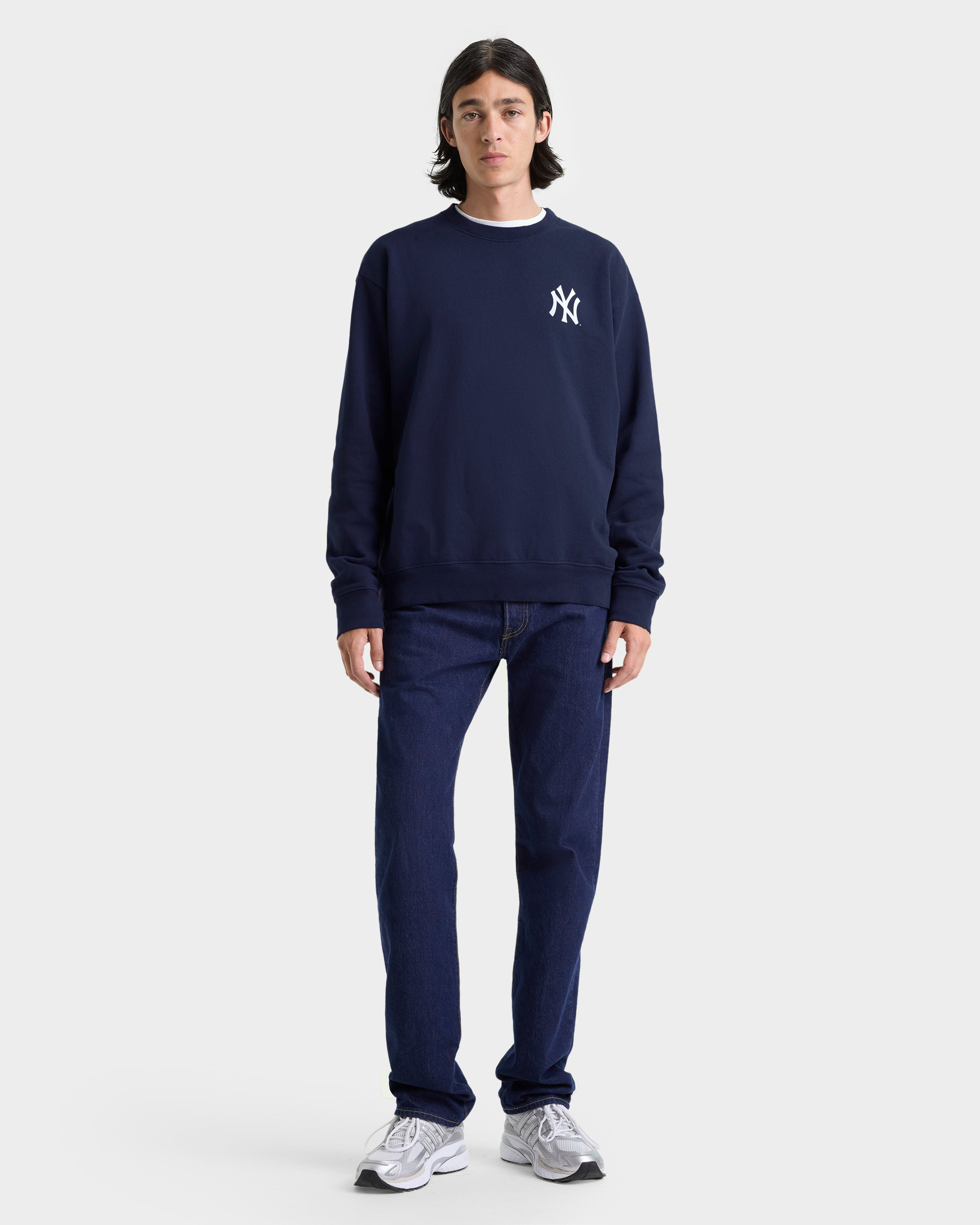 Yankees Serif Crewneck - Navy/White