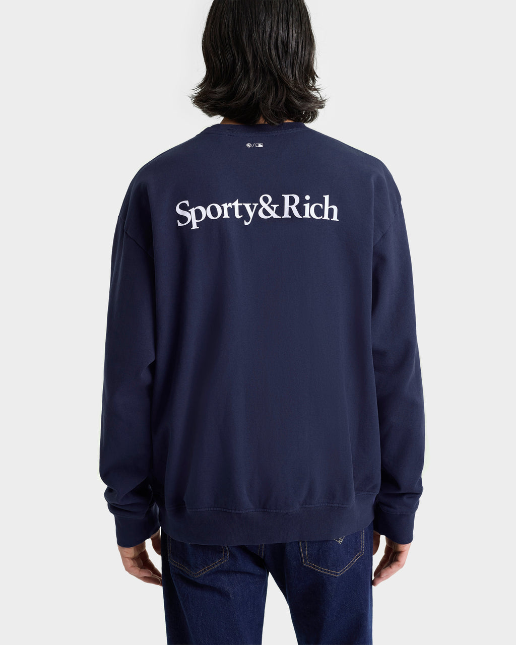 Yankees Serif Crewneck - Navy/White