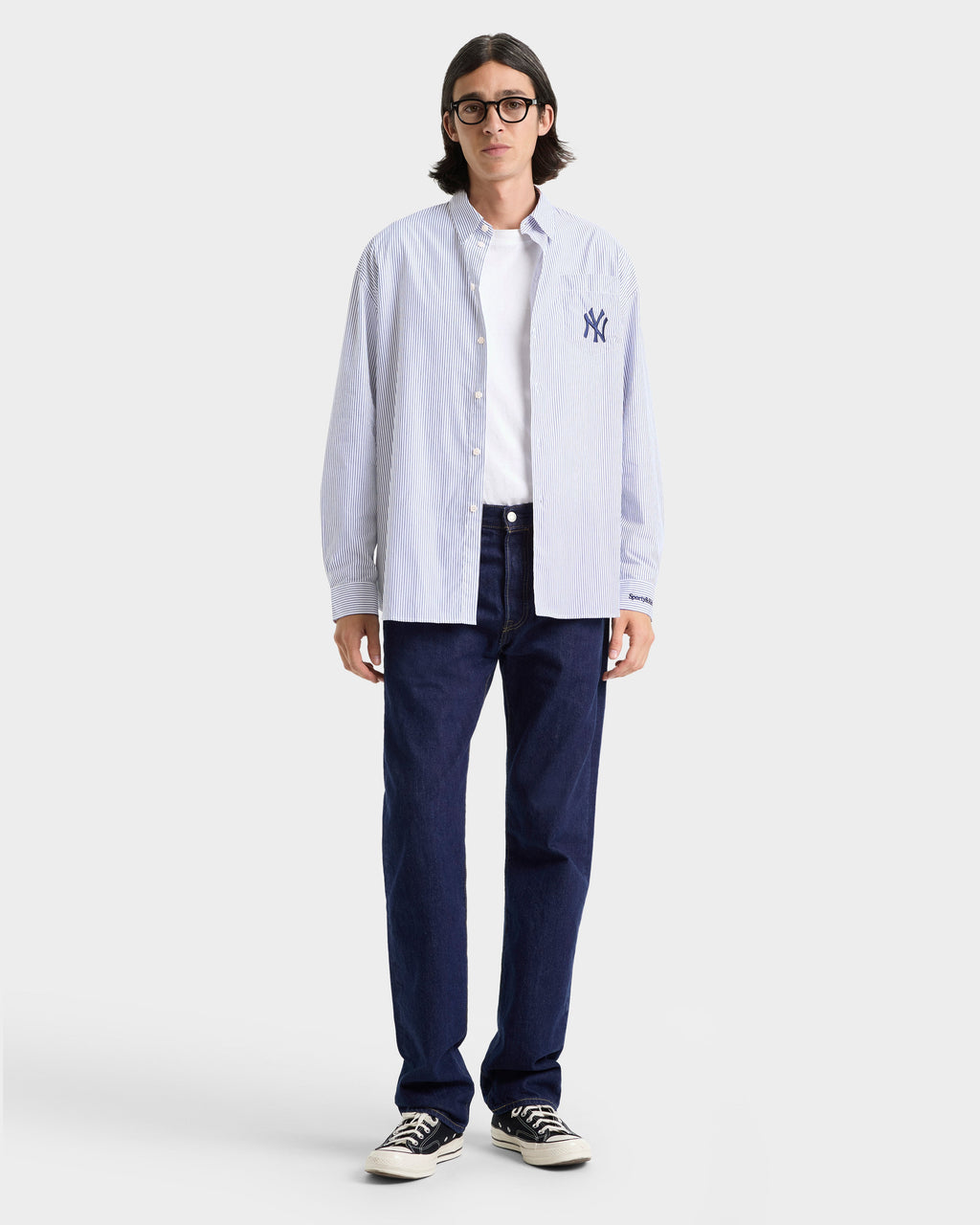 Yankees Serif Oversized Shirt - Navy Striped