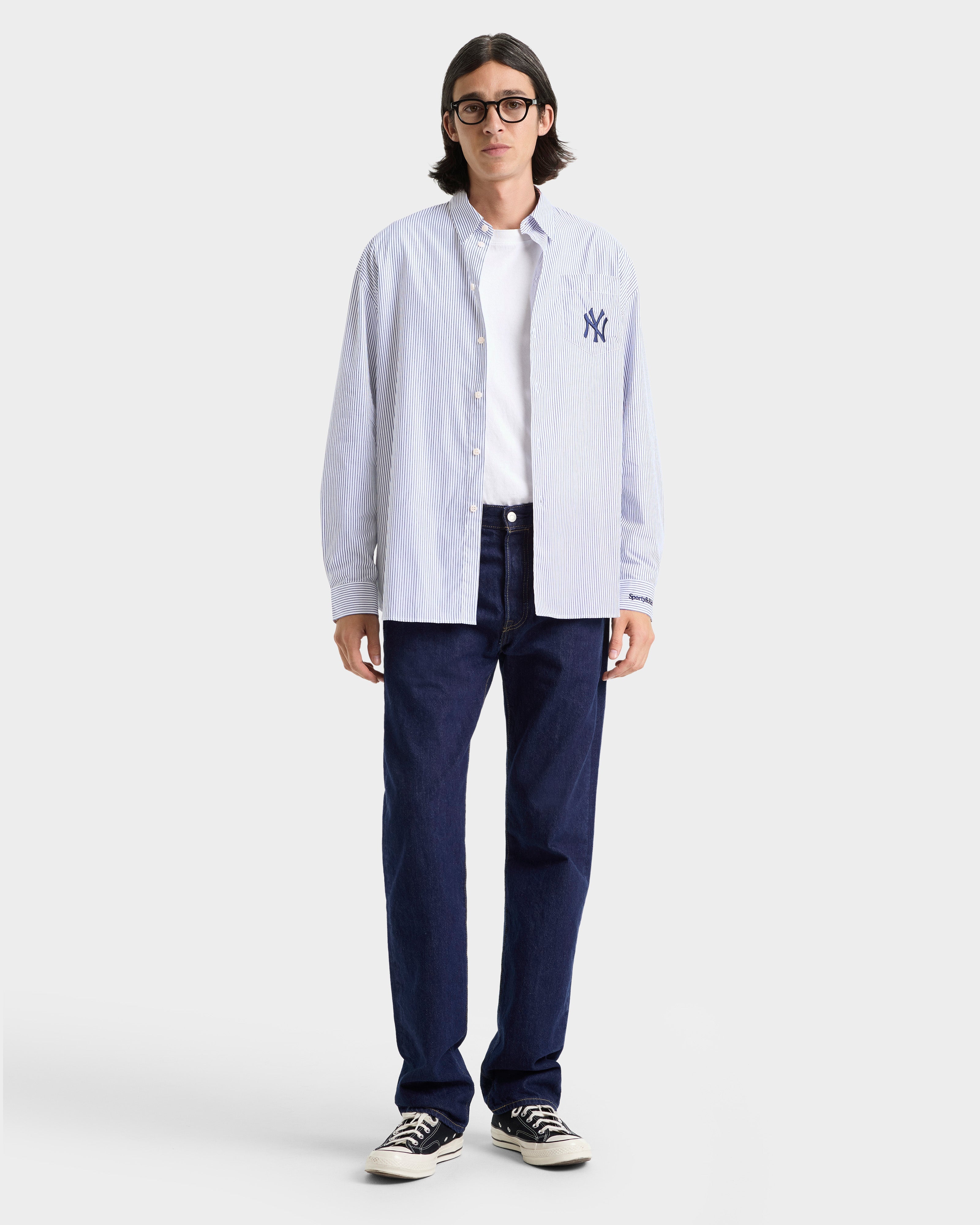 Yankees Serif Oversized Shirt - Navy Striped