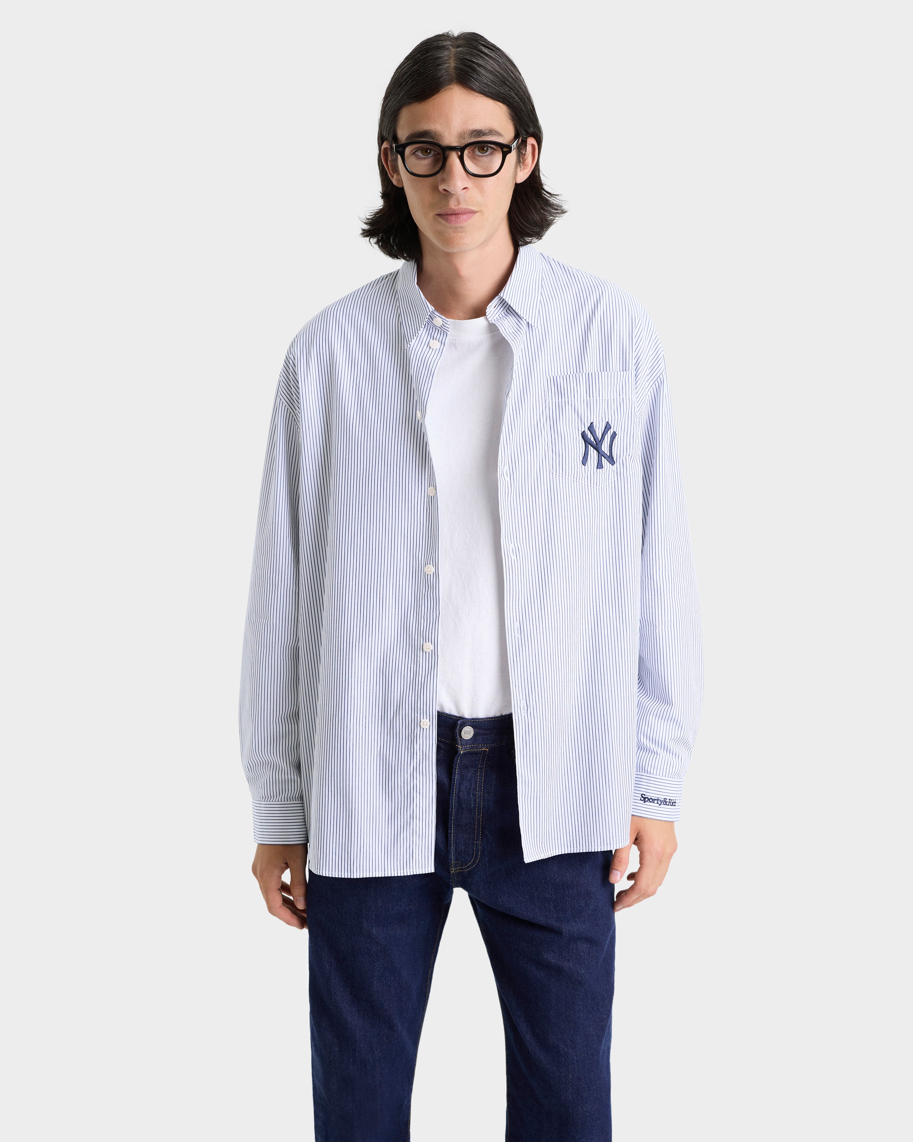 Yankees Serif Oversized Shirt - Navy Striped