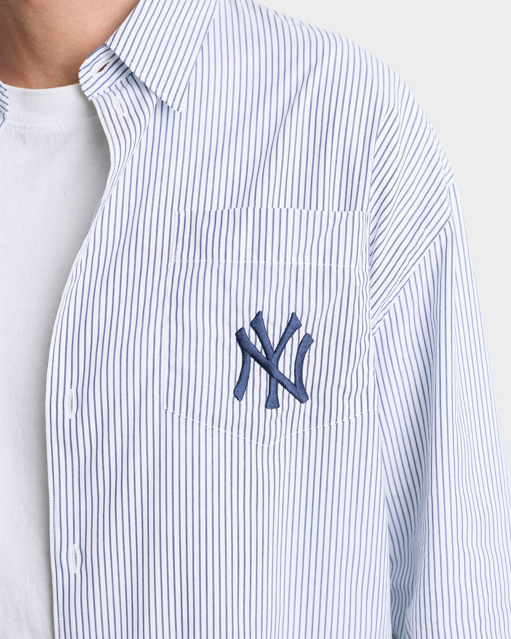 Yankees Serif Oversized Shirt - Navy Striped