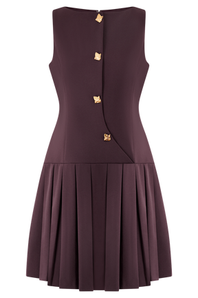 Mackenzie Sleeveless Pleated Mini Dress - Mahogany
