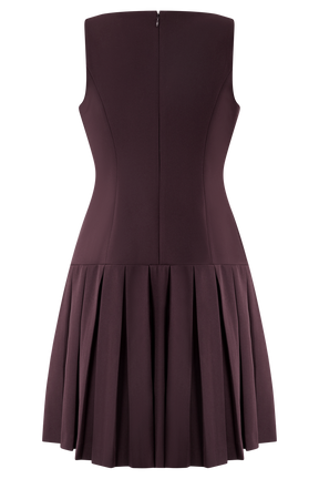 Mackenzie Sleeveless Pleated Mini Dress - Mahogany
