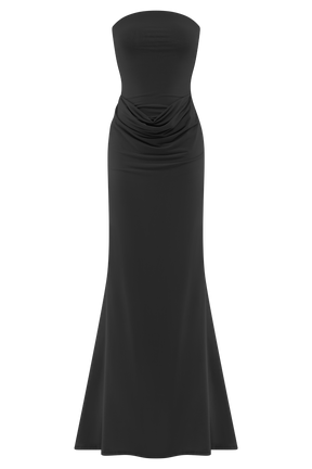 Madison Strapless Slinky Maxi Dress - Black