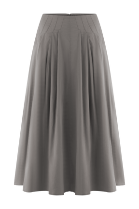 Mae A-Line Midi Skirt - Pebble Brown