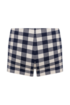 Marcie Knit Short - Navy Gingham