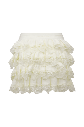Margaret Lace Ruffle Mini Skort - Cream