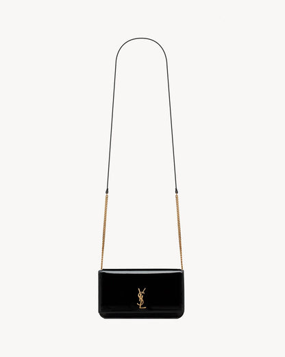 CASSANDRE phone holder IN PATENT LEATHER BLACK