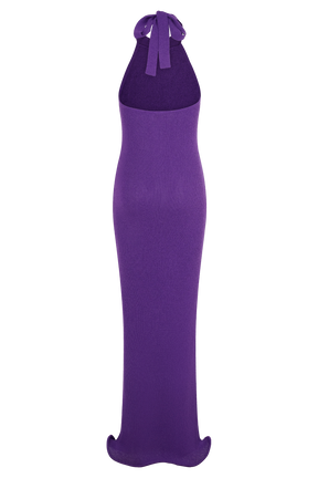Melodie Halter Knit Maxi Dress - Purple