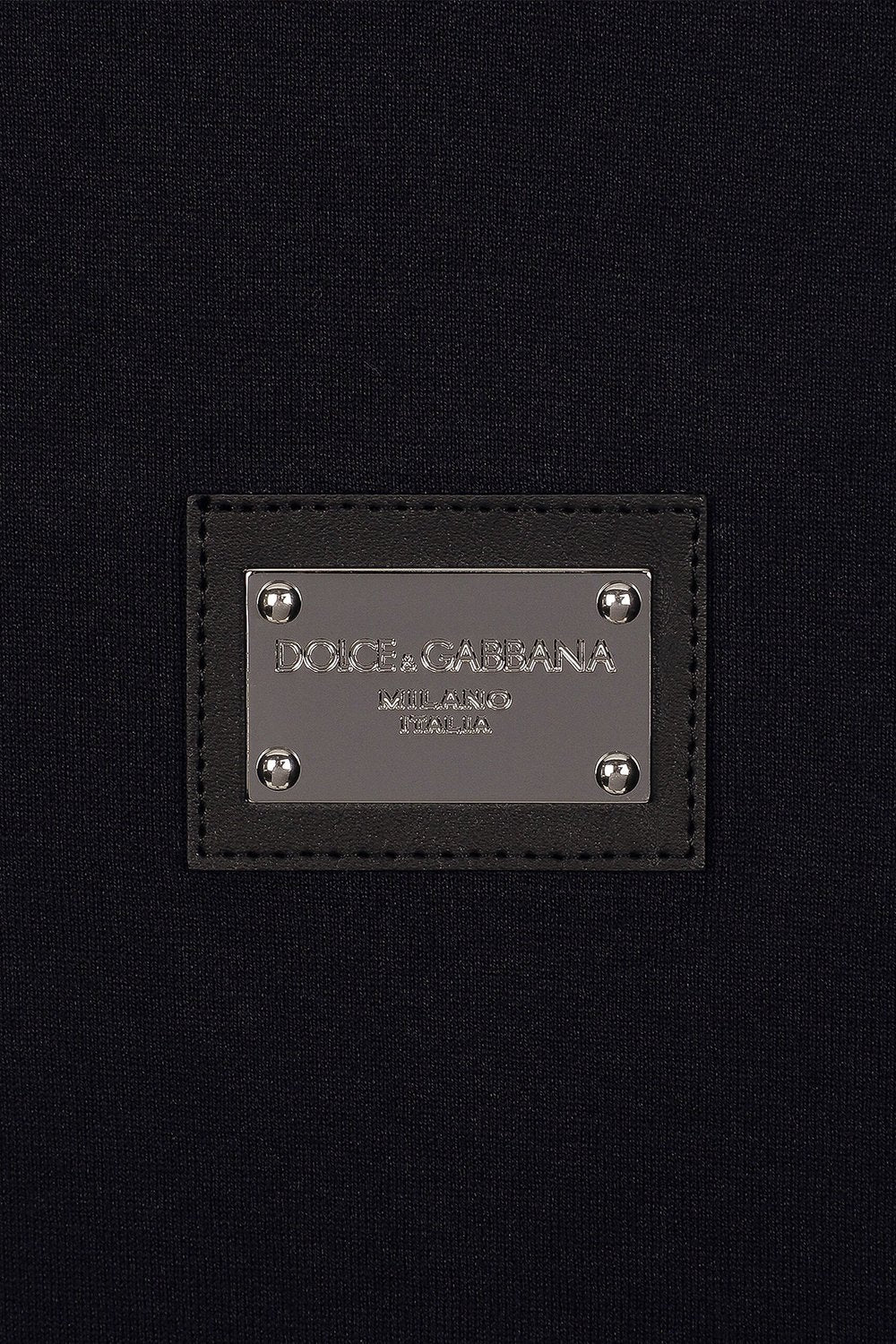 Dolce & Gabbana Silver Plaque T-Shirt in Navy Blue