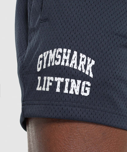 Gymshark Lifting Mesh 5" Shorts - Heavy Blue