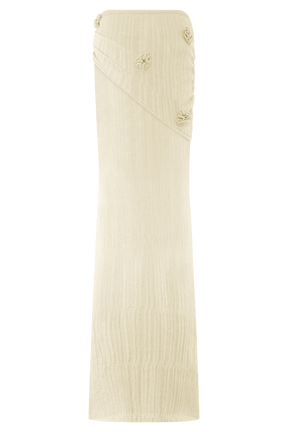 Orianna Orchid Knit Maxi Skirt - Ivory