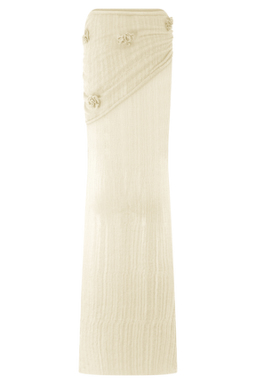 Orianna Orchid Knit Maxi Skirt - Ivory