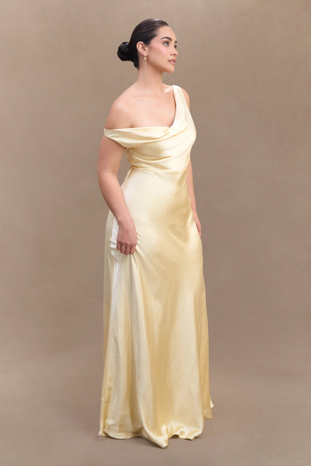 Jacinta One Shoulder Maxi Dress - Pastel Lemon