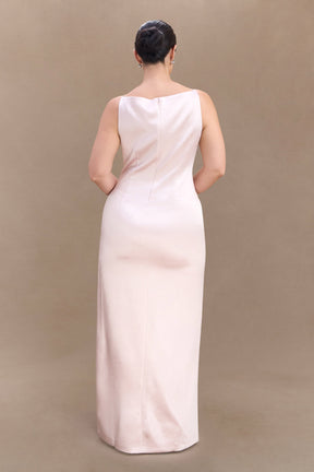 Violet Sleeveless Satin Maxi Dress - Soft Pink