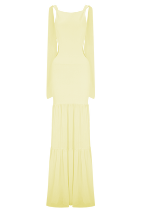 Haille Knit Chiffon Maxi Dress - Lemon