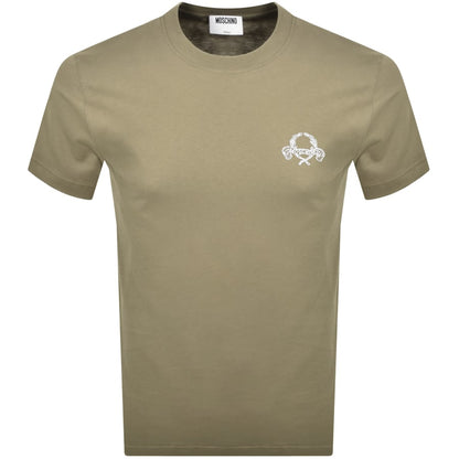 Moschino Laurel Crown Logo T Shirt Green