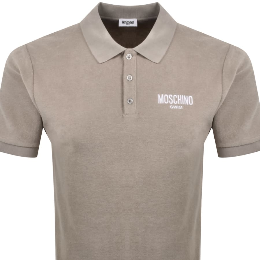 Moschino Swim Short Sleeved Polo T Shirt Beige