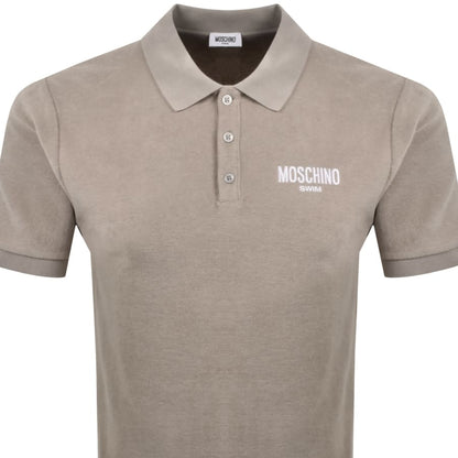 Moschino Swim Short Sleeved Polo T Shirt Beige